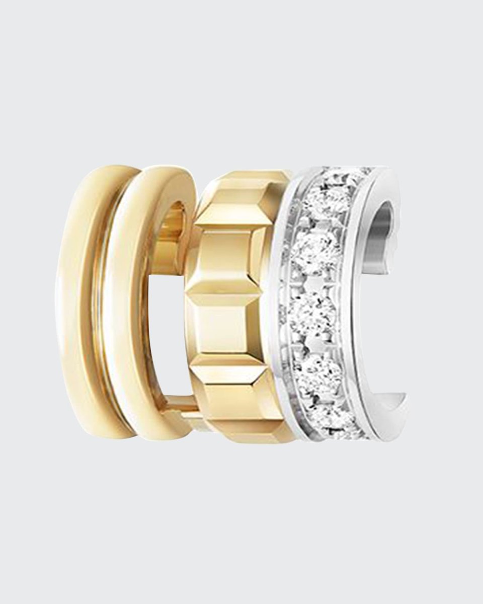 Two-Tone 18k Quatre Diamond Clip Earring